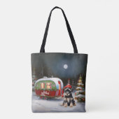 Winter Schnauzer Caravan Weihnachtsabenteuer Tasche (Rückseite)