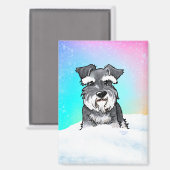 Winter Schnauzer Magnet (Vorderseite/Rückseite)