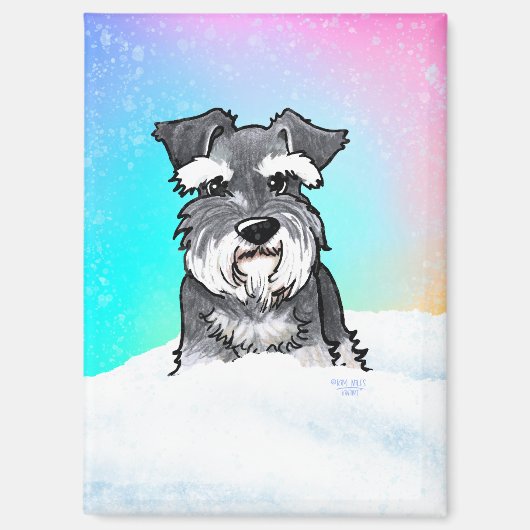 Winter Schnauzer Magnet (Vorderseite)