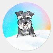 Winter Schnauzer Runder Aufkleber (Vorderseite)