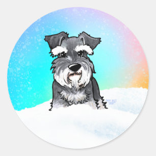 Winter Schnauzer Runder Aufkleber
