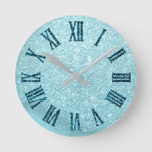Winter-Schnee-Aqua-aquamariner blauer Runde Wanduhr