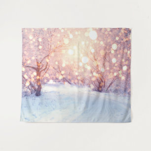 Winter-Schnee-Baum-Hintergrund Weihnachts-Wunderla Wandteppich