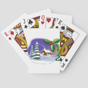 Winter-Schnee-Bäume Heim Weihnachten Frieden Schic Spielkarten