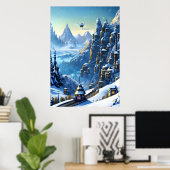 Winter, Schnee, Bergdorf | AI Art Poster (Heimbüro)