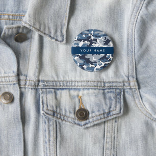 Winter-Schnee-Blau-Tarnung Ihren Namen personalisi Button