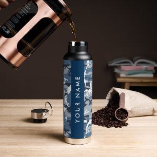 Winter-Schnee-Blau-Tarnung Name personalisieren Trinkflasche