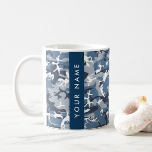 Winter-Schnee-Blau-Tarnung Namen personalisieren Kaffeetasse