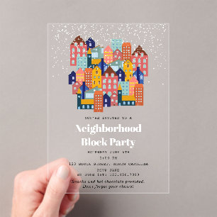 Winter-Schnee-Blockparty im Viertel Acryleinladungen