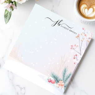Winter-Schnee-Botanische-Ornamente Personalisiert Notizblock