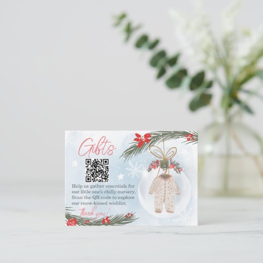 Winter Schnee Eis blaue Geschenke Registrierung QR Begleitkarte (Stehend Vorderseite)