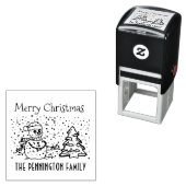Winter Schnee Fallender Schneemann Name Frohe Weih Permastempel (Beispiel)