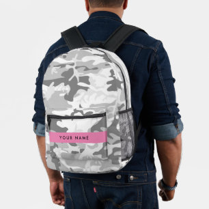 Winter-Schnee-Grau-Tarnung Ihren Namen personalisi Bedruckter Rucksack