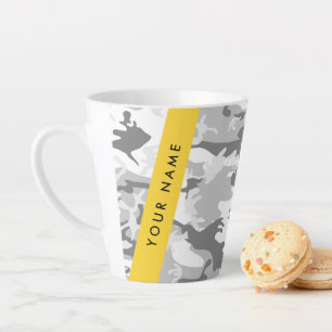 Winter-Schnee-Grau-Tarnung Ihren Namen personalisi Milchtasse