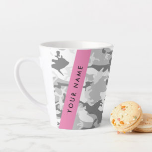 Winter-Schnee-Grau-Tarnung Ihren Namen personalisi Milchtasse