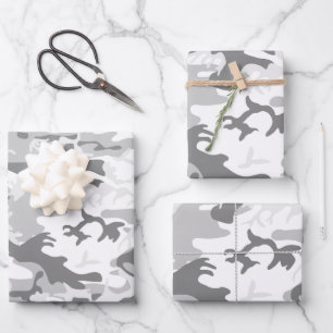 Winter-Schnee-Grau-Tarnung, Militär, Armee Geschenkpapier Set