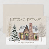 Winter-Schnee-Haus-Kiefer-Frohe Weihnachten (Vorne/Hinten)