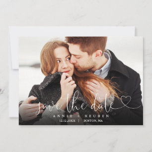 Winter-Schnee-Herz-Schrift-Foto-Hochzeit Save The Date