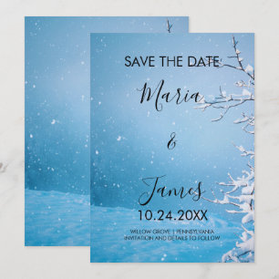 Winter-Schnee-Hochzeit-Flat-Save-The-Date-Karte Save The Date