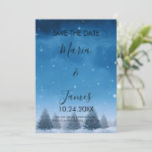 Winter-Schnee-Hochzeit Save The Date (Stehend Vorderseite)