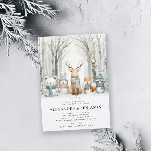 Winter-Schnee-Hübsche-Waldtiere-Baby-Party für Mäd Einladung