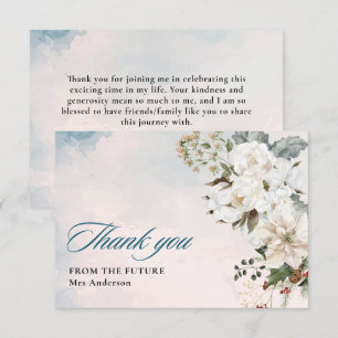 Winter-Schnee in Liebe weiße florale Brautparty Dankeskarte