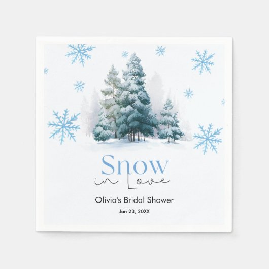 Winter-Schnee in Love-Schneeflocken-Braut-Shower Serviette (Vorderseite)