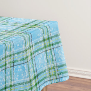 Winter-Schnee-Karo-Tartan-Design Tischdecke