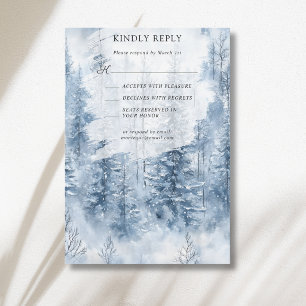 Winter-Schnee-Kiefer-Baum-Wald-Berg-Hochzeit RSVP Karte