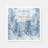 Winter-Schnee-Kiefer-Baum-Wald-Berg-Hochzeit Serviette (Vorderseite)