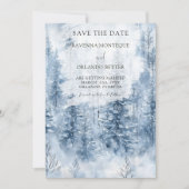 Winter-Schnee-Kiefer-Wald-Berg-Hochzeit Save The Date (Vorderseite)