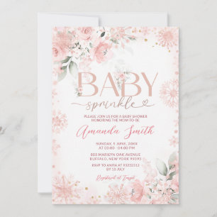 Winter-Schnee-Rosa-Roségold-Blumen-Baby-Sprinkle Einladung