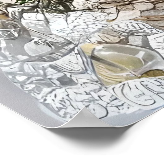 Winter, Schnee, Schloss| AI Art Poster (Ecke)