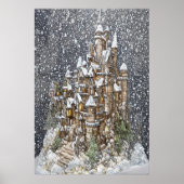 Winter, Schnee, Schloss| AI Art Poster (Vorne)