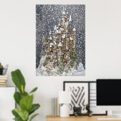 Winter, Schnee, Schloss| AI Art Poster (Heimbüro)