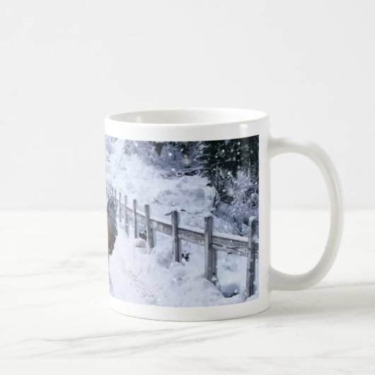 Winter-Schnee-Schwarz-Kupfer Marans Kaffee-Tasse Kaffeetasse (Rechts)