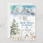 Winter Schnee Viel Spaß zum ersten Geburtstag eine Einladung (Vorderseite)