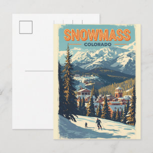 Winter-Schnee-Vintage SNOWMASS Espe Colorado Skifa Feiertagspostkarte
