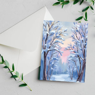 Winter-Schnee-Wald-Aquarell-Wald-Malerei-Karte