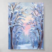 Winter-Schnee-Wald-Aquarell-Wald-Malerei Poster (Vorne)