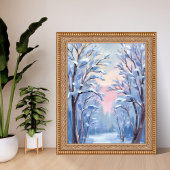 Winter-Schnee-Wald-Aquarell-Wald-Malerei Poster