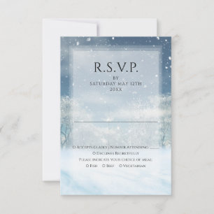 Winter-Schnee-Wald-Hochzeit RSVP Karte