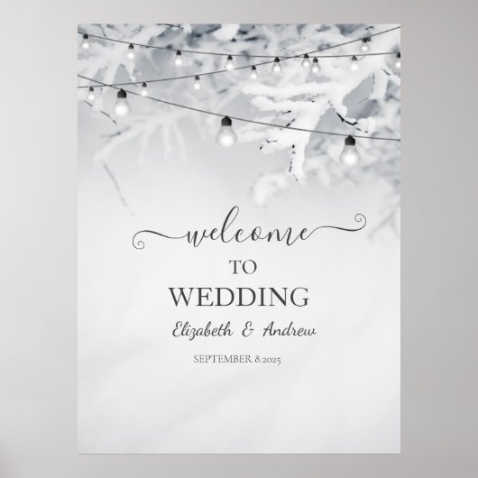 Winter-Schnee-Zweige Hochzeit Poster (Vorne)