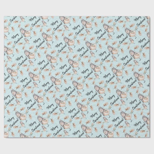 Winter-Schneeball in blauer Wasserfarbe Geschenkpapier (Flach)