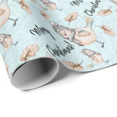 Winter-Schneeball in blauer Wasserfarbe Geschenkpapier (Rolleneckpunkt)