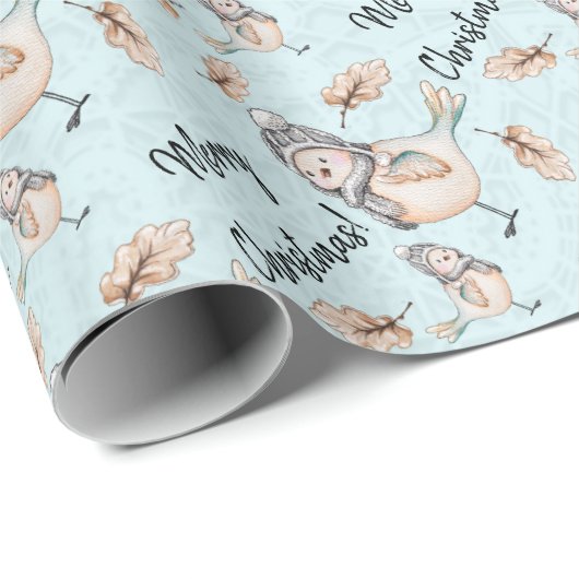 Winter-Schneeball in blauer Wasserfarbe Geschenkpapier (Rolleneckpunkt)