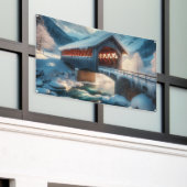 Winter, schneebedeckte Brücke und Fluss Banner (Äußeres Gebäude)