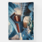 Winter, schneebedeckte Brücke und Fluss Banner (Vertikal)