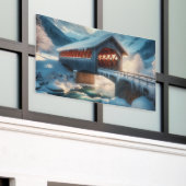 Winter, schneebedeckte Brücke und Fluss Banner (Äußeres Gebäude)