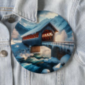 Winter, schneebedeckte Brücke und Fluss Button (Beispiel)
